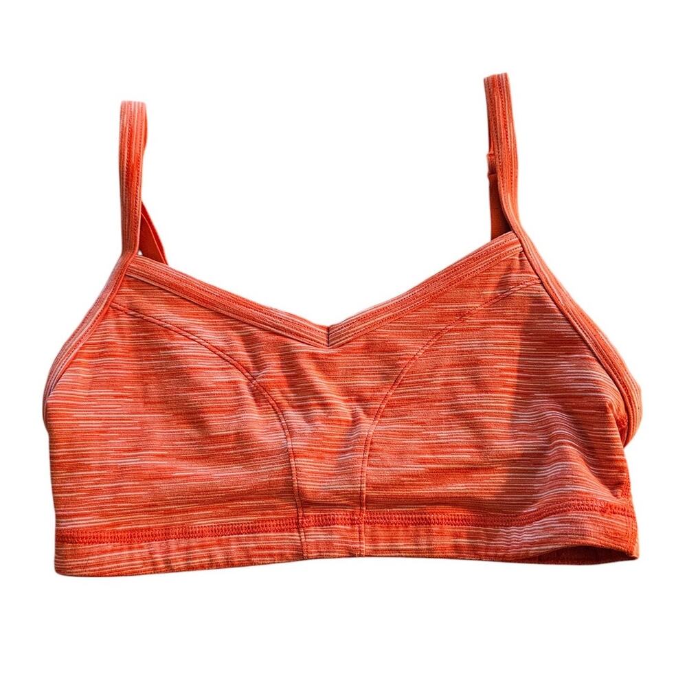 Lucy Tech Womens Sz S Low Impact Sports Bra Orange Spacedye Print